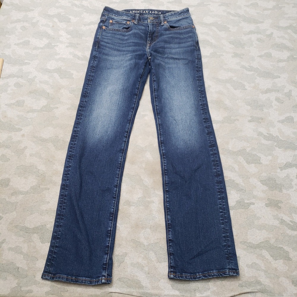 American Eagle Jeans Mens 28x34 Blue Airflex+Original Bootcut Denim Dark Wash